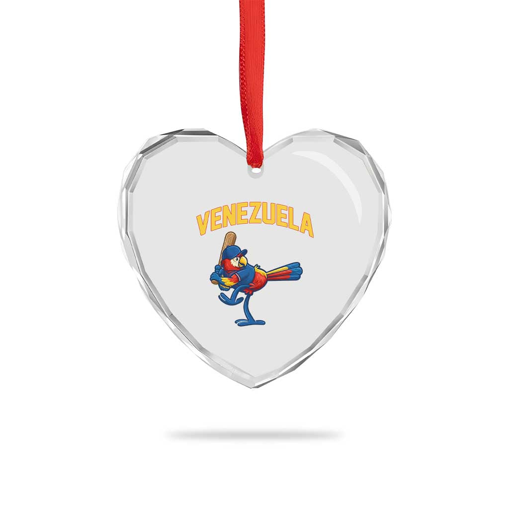 Venezuela Baseball Macaw Batter Heart Crystal Glass Ornament Ara Macao Guacamaya Venezuelan Pride TS02 Print Your Wear