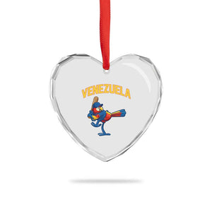Venezuela Baseball Macaw Batter Heart Crystal Glass Ornament Ara Macao Guacamaya Venezuelan Pride TS02 Print Your Wear
