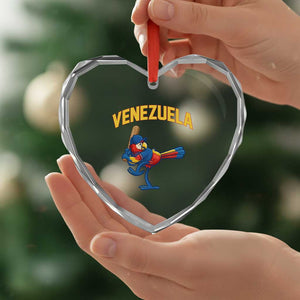 Venezuela Baseball Macaw Batter Heart Crystal Glass Ornament Ara Macao Guacamaya Venezuelan Pride TS02 Print Your Wear