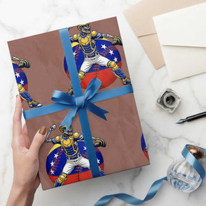 Venezuela Baseball Pitcher Skeleton Wrapping Paper Roll Venezuelan Flag Venezuela Pride Sports Fans TS02 Mocha Print Your Wear