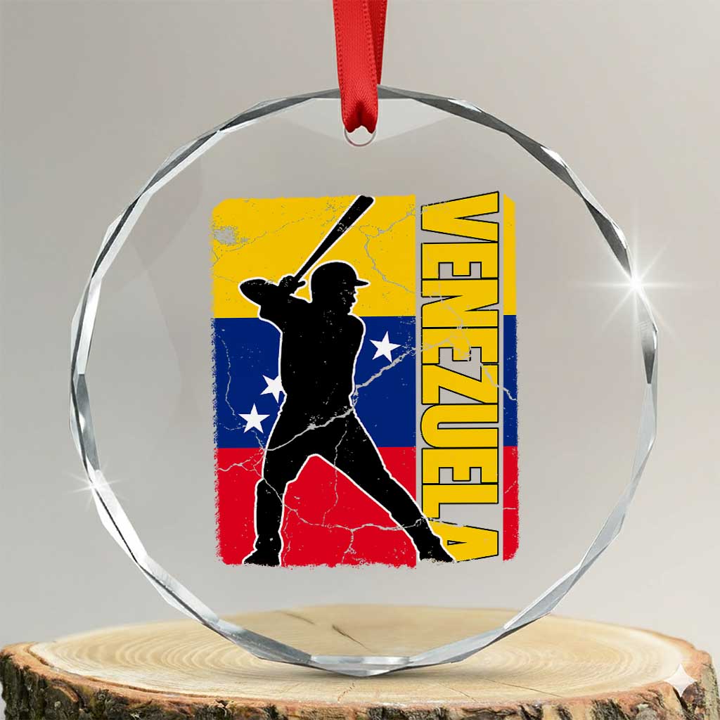 Venezuela Baseball Pride Vintage Flag Crystal Glass Ornament Venezuelan Sports Fan Gift for Latino Beisbol Lovers TS02 Transparent Glass 3'' Circle Print Your Wear
