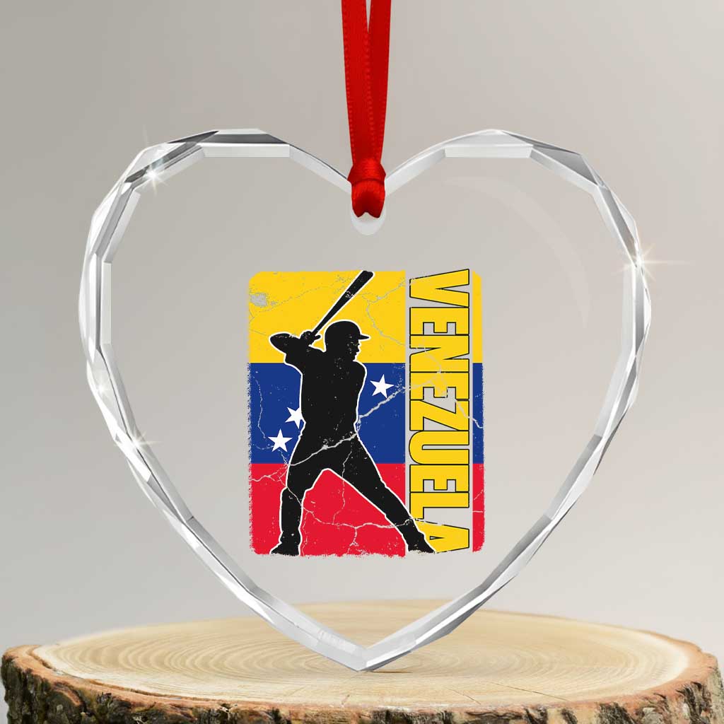 Venezuela Baseball Pride Vintage Flag Heart Crystal Glass Ornament Venezuelan Sports Fan Gift for Latino Beisbol Lovers TS02 Transparent Glass 3'' Heart Print Your Wear