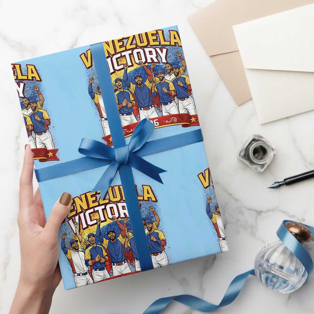 Venezuela Baseball Victory Wrapping Paper Roll Venezuelan Pride Gift TS12 Light Blue Print Your Wear
