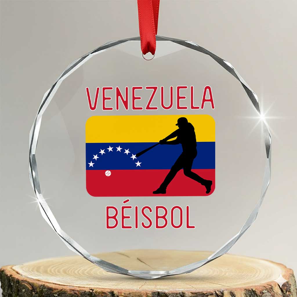 Venezuela Beisbol Flag Crystal Glass Ornament Venezuelan Baseball Pride Latino Sports Fans TS02 Transparent Glass 3'' Circle Print Your Wear