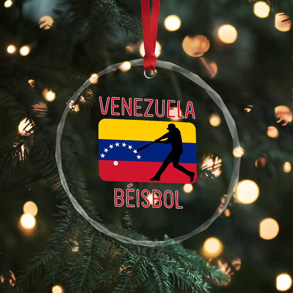 Venezuela Beisbol Flag Crystal Glass Ornament Venezuelan Baseball Pride Latino Sports Fans TS02 Print Your Wear