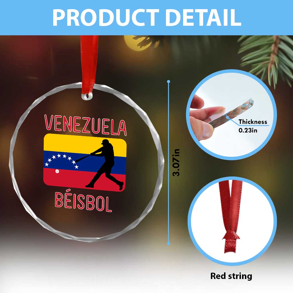 Venezuela Beisbol Flag Crystal Glass Ornament Venezuelan Baseball Pride Latino Sports Fans TS02 Print Your Wear