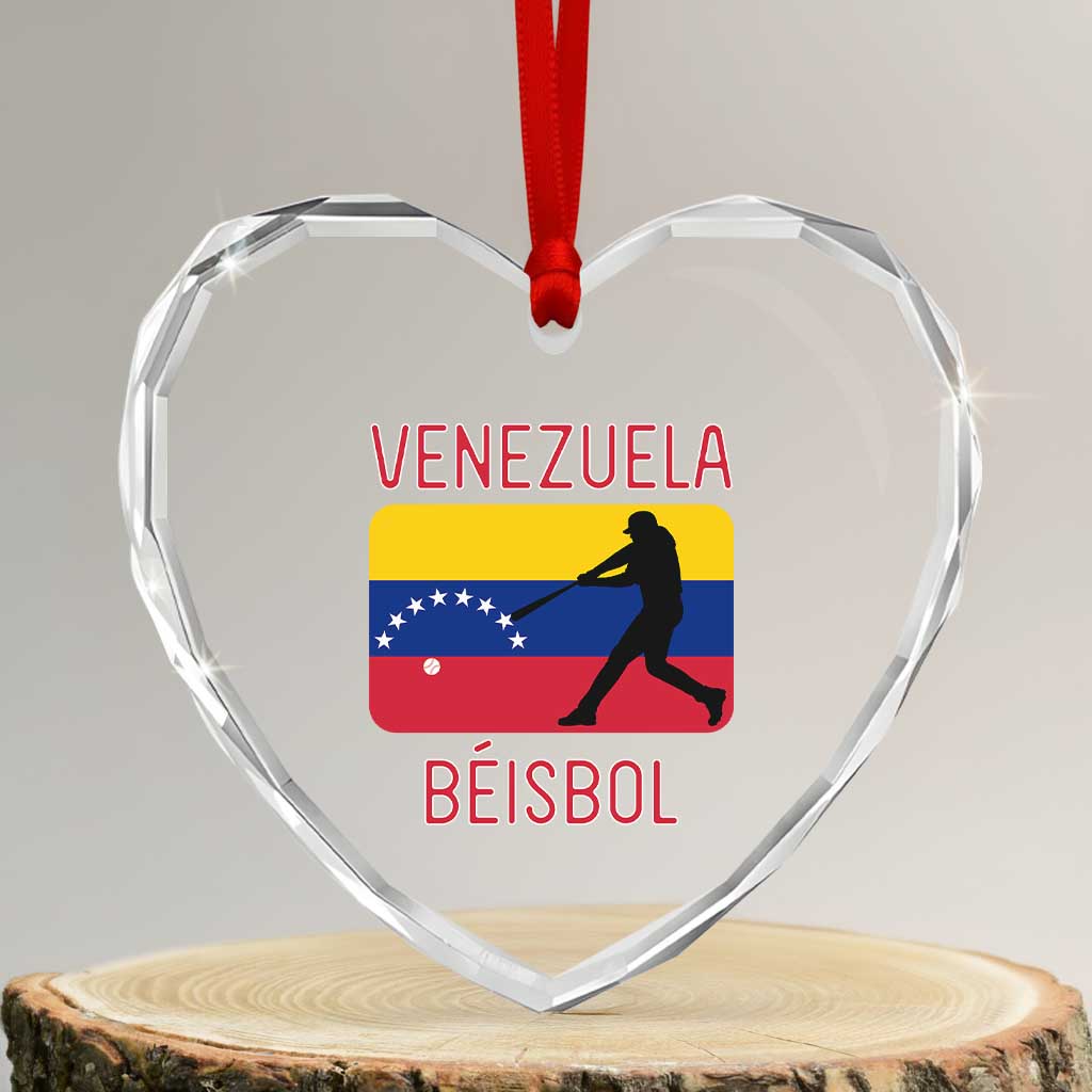 Venezuela Beisbol Flag Heart Crystal Glass Ornament Venezuelan Baseball Pride Latino Sports Fans TS02 Transparent Glass 3'' Heart Print Your Wear