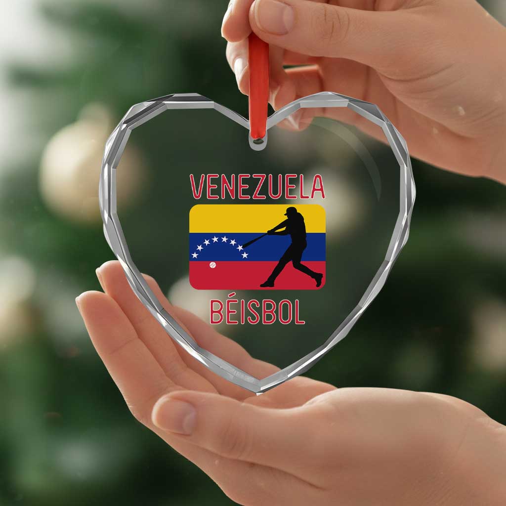 Venezuela Beisbol Flag Heart Crystal Glass Ornament Venezuelan Baseball Pride Latino Sports Fans TS02 Print Your Wear