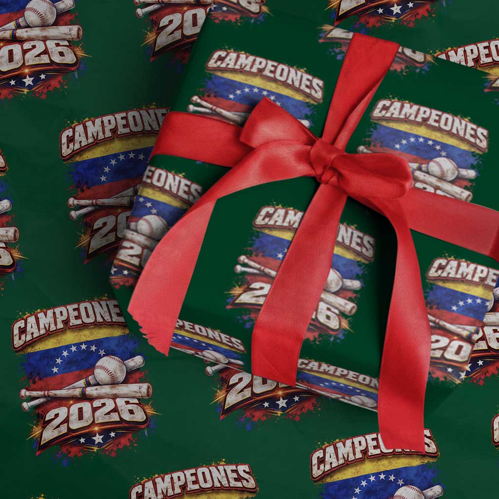 Venezuela Campeones 2026 Baseball Championship Wrapping Paper Roll Vintage Venezuelan Flag TS11 Green Print Your Wear