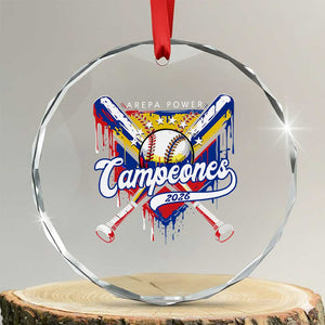 Venezuela Campeones Baseball Championship 2026 Crystal Glass Ornament Home Plate Drip TS11 Transparent Glass 3'' Circle Print Your Wear