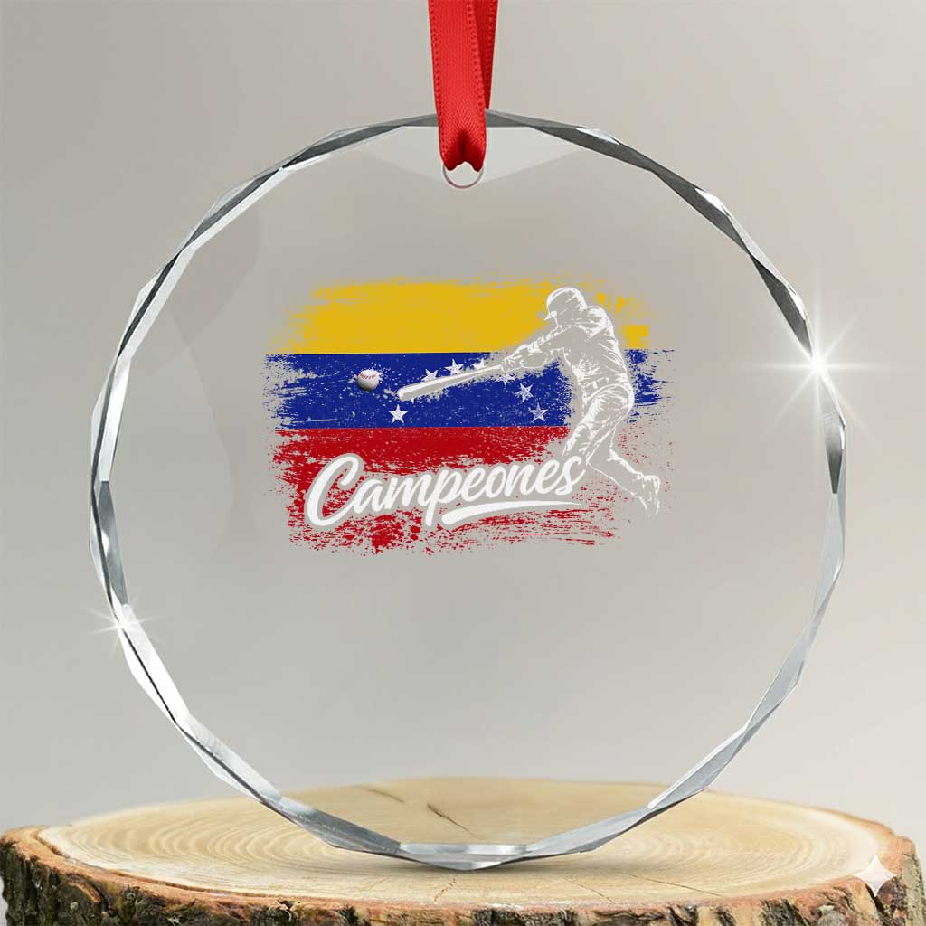 Venezuela Campeones Del Mundo Baseball Championship Crystal Glass Ornament TS11 Transparent Glass 3'' Circle Print Your Wear