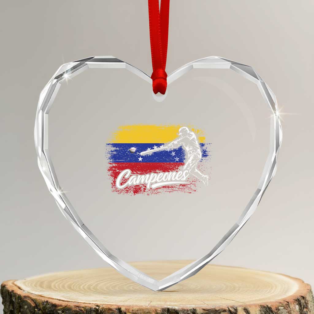 Venezuela Campeones Del Mundo Baseball Championship Heart Crystal Glass Ornament TS11 Transparent Glass 3'' Heart Print Your Wear