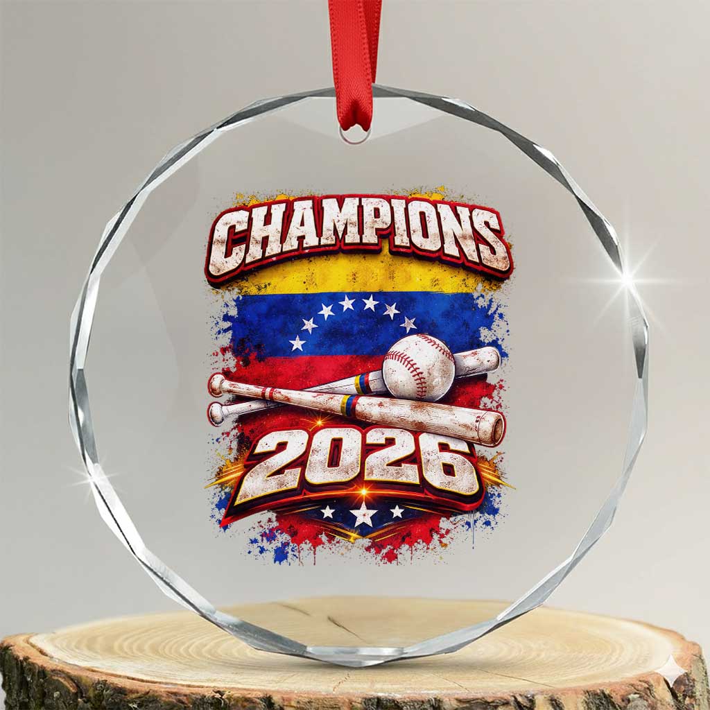 Venezuela Champions 2026 Baseball Lover Venezuelan Flag Crystal Glass Ornament TS11 Transparent Glass 3'' Circle Print Your Wear