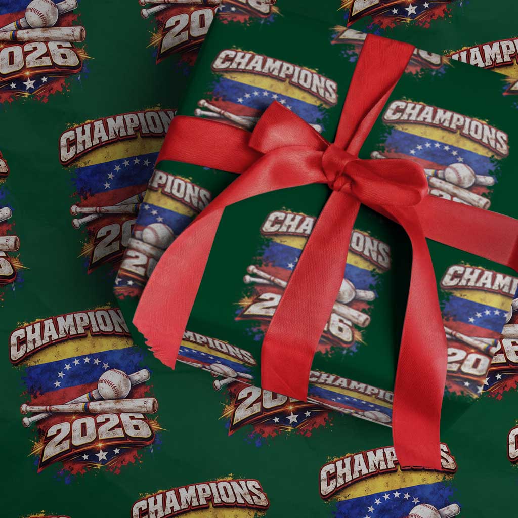 Venezuela Champions 2026 Baseball Lover Venezuelan Flag Wrapping Paper Roll TS11 Green Print Your Wear