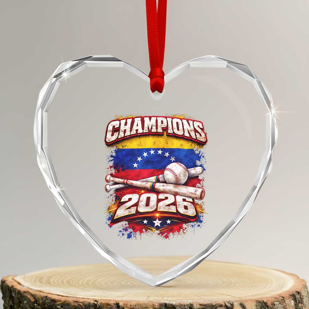 Venezuela Champions 2026 Baseball Lover Venezuelan Flag Heart Crystal Glass Ornament TS11 Transparent Glass 3'' Heart Print Your Wear