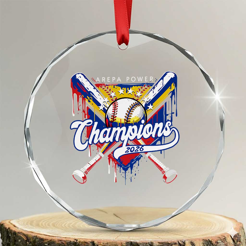Venezuela Champions 2026 Crystal Glass Ornament Baseball Lover Home Plate Drip TS11 Transparent Glass 3'' Circle Print Your Wear