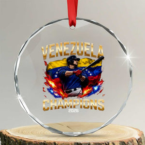Venezuela Champions 2026 Crystal Glass Ornament Beisbol Venezuelan Pride Flag Baseball Fans TS02 Transparent Glass 3'' Circle Print Your Wear