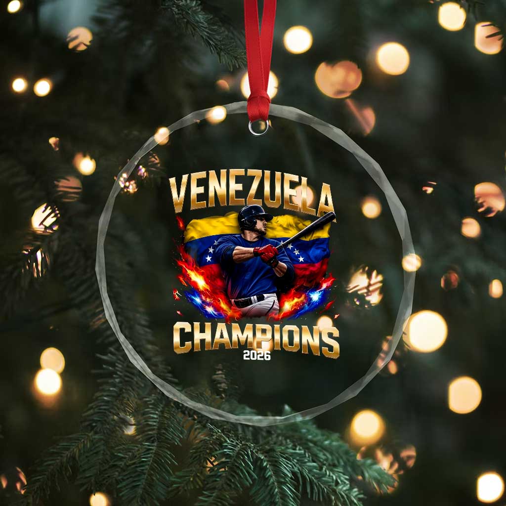 Venezuela Champions 2026 Crystal Glass Ornament Beisbol Venezuelan Pride Flag Baseball Fans TS02 Print Your Wear