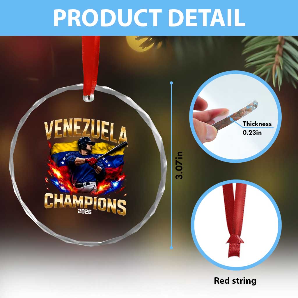 Venezuela Champions 2026 Crystal Glass Ornament Beisbol Venezuelan Pride Flag Baseball Fans TS02 Print Your Wear