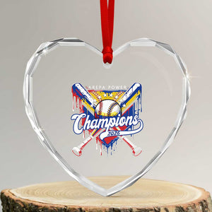 Venezuela Champions 2026 Heart Crystal Glass Ornament Baseball Lover Home Plate Drip TS11 Transparent Glass 3'' Heart Print Your Wear