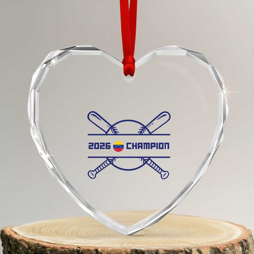 Venezuela Champions 2026 Heart Crystal Glass Ornament Baseball Pride Gift TS12 Transparent Glass 3'' Heart Print Your Wear