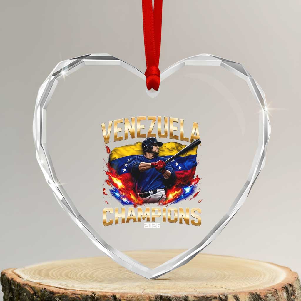 Venezuela Champions 2026 Heart Crystal Glass Ornament Beisbol Venezuelan Pride Flag Baseball Fans TS02 Transparent Glass 3'' Heart Print Your Wear