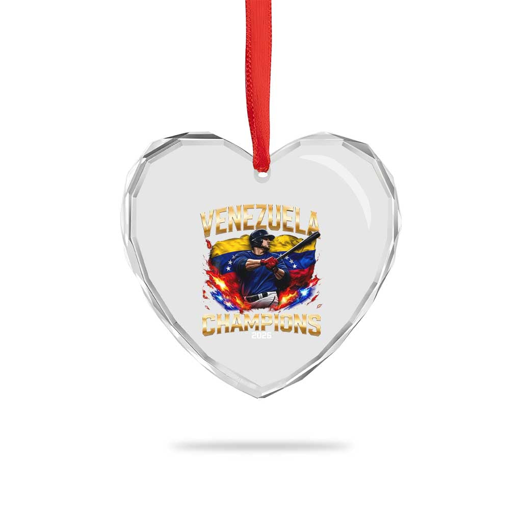 Venezuela Champions 2026 Heart Crystal Glass Ornament Beisbol Venezuelan Pride Flag Baseball Fans TS02 Print Your Wear