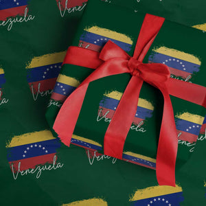 Venezuela Flag Pride Patriotic Wrapping Paper Roll for Venezuelan Roost TS02 Green Print Your Wear