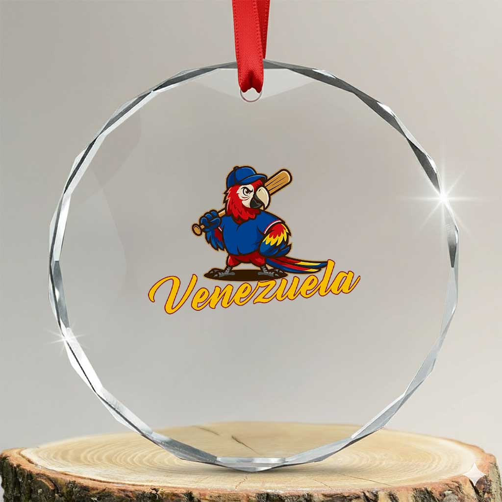 Venezuela Guacamaya Macaw Baseball Crystal Glass Ornament Venezuelan Pride Latino Beisbol Fans TS02 Transparent Glass 3'' Circle Print Your Wear