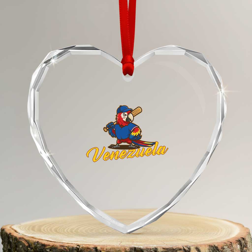 Venezuela Guacamaya Macaw Baseball Heart Crystal Glass Ornament Venezuelan Pride Latino Beisbol Fans TS02 Transparent Glass 3'' Heart Print Your Wear
