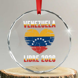 Venezuela Libre 2026 Crystal Glass Ornament Venezuelan Flag Heart Freedom and National Pride TS02 Transparent Glass 3'' Circle Print Your Wear