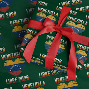 Venezuela Libre 2026 Wrapping Paper Roll Venezuelan Flag Heart Freedom and National Pride TS02 Green Print Your Wear