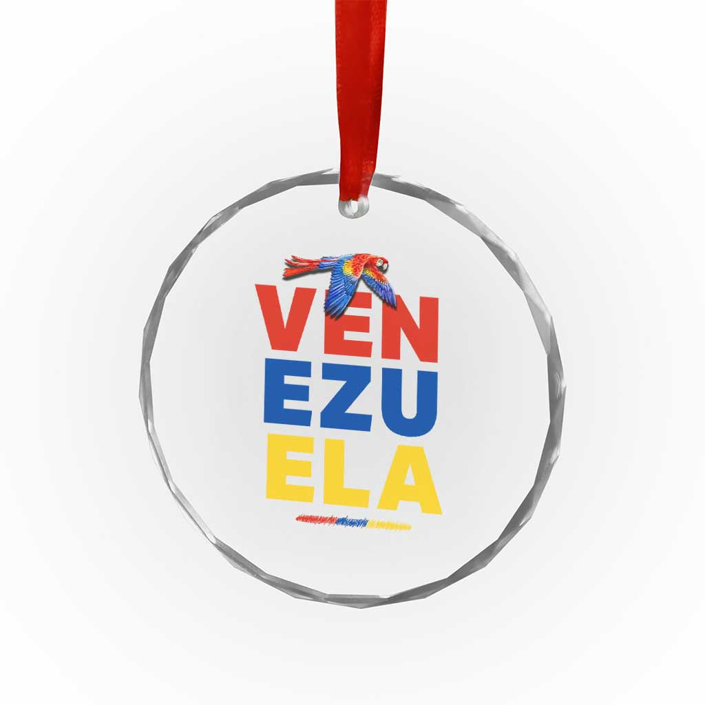 Venezuela Pride Flying Scarlet Macaw Crystal Glass Ornament Ara Macao Guacamaya Venezuelan Pride Tropical Bird TS02 Print Your Wear