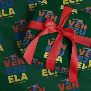 Venezuela Pride Flying Scarlet Macaw Wrapping Paper Roll Ara Macao Guacamaya Venezuelan Pride Tropical Bird TS02 Green Print Your Wear