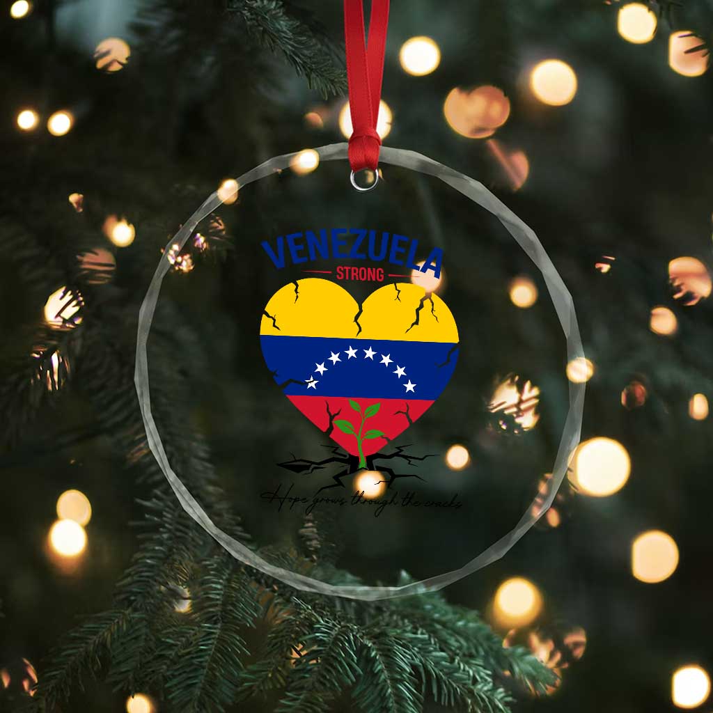 Venezuela Strong Healing Support Crystal Glass Ornament Hope Grows Through Cracks Venezuelan Flag Heart TS02 Print Your Wear