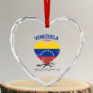 Venezuela Strong Healing Support Heart Crystal Glass Ornament Hope Grows Through Cracks Venezuelan Flag Heart