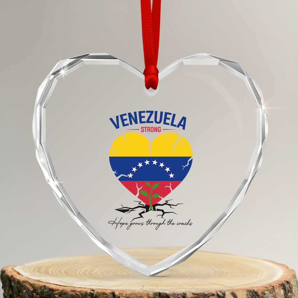Venezuela Strong Healing Support Heart Crystal Glass Ornament Hope Grows Through Cracks Venezuelan Flag Heart TS02 Transparent Glass 3'' Heart Print Your Wear