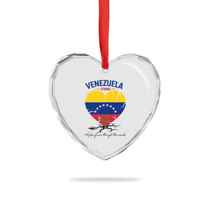 Venezuela Strong Healing Support Heart Crystal Glass Ornament Hope Grows Through Cracks Venezuelan Flag Heart