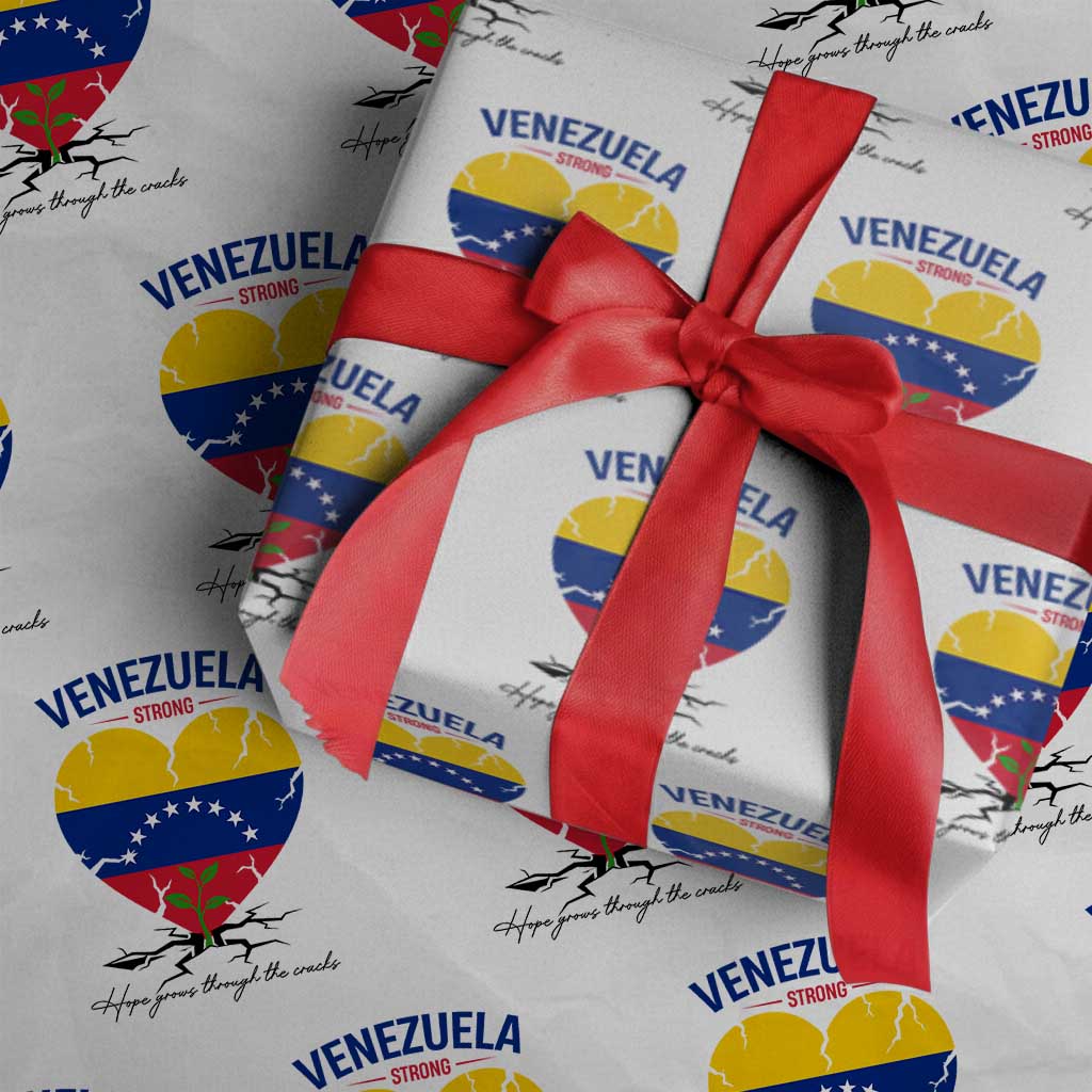 Venezuela Strong Healing Support Wrapping Paper Roll Hope Grows Through Cracks Venezuelan Flag Heart TS02 White Print Your Wear