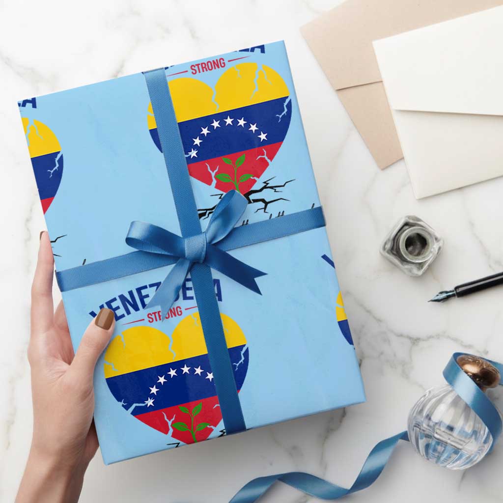 Venezuela Strong Healing Support Wrapping Paper Roll Hope Grows Through Cracks Venezuelan Flag Heart