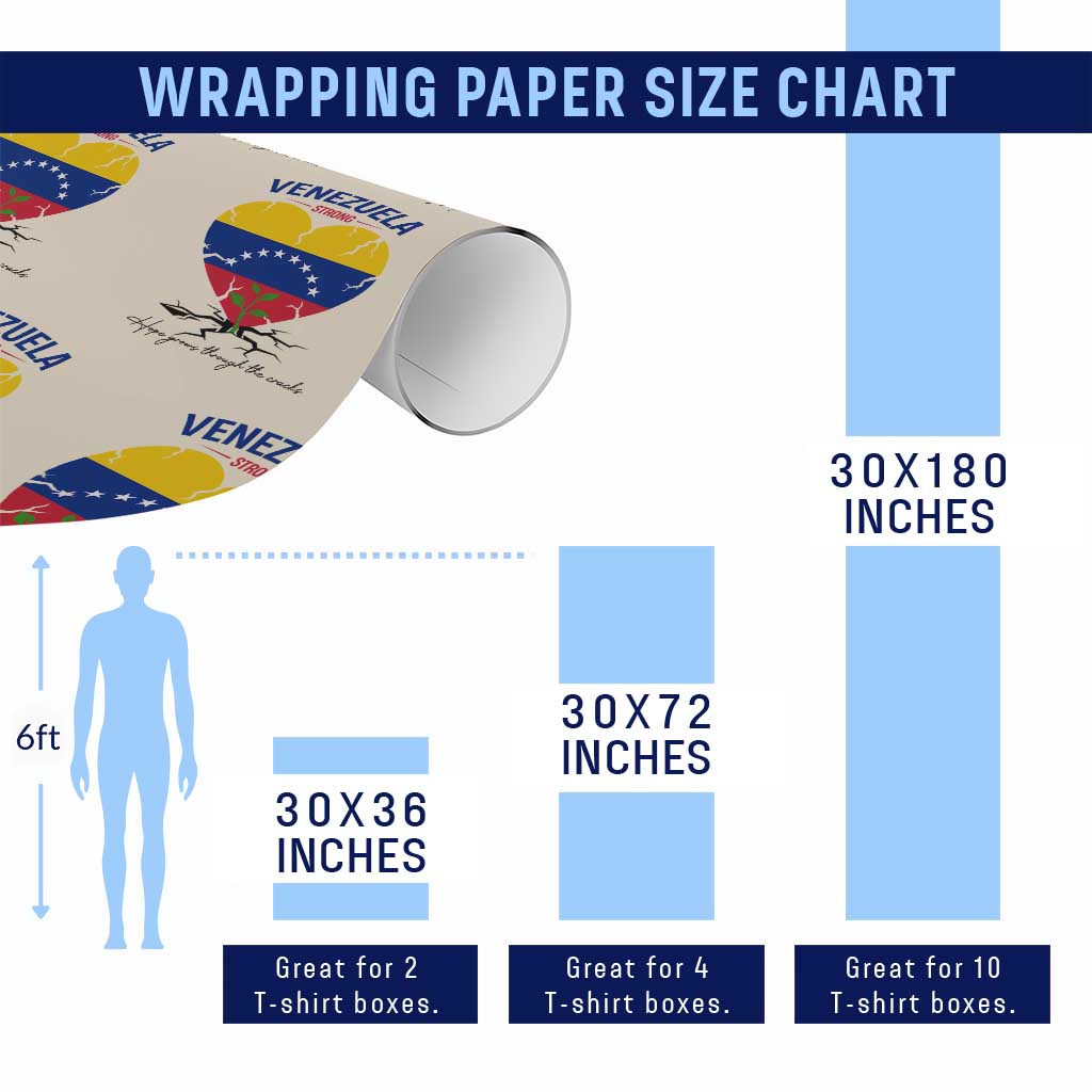 Venezuela Strong Healing Support Wrapping Paper Roll Hope Grows Through Cracks Venezuelan Flag Heart