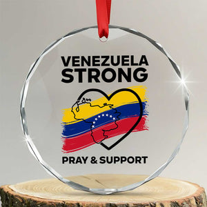 Venezuela Strong Pray and Support Crystal Glass Ornament Solidarity Patriotic Venezuelan Flag Map Heart