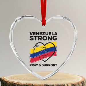 Venezuela Strong Pray and Support Heart Crystal Glass Ornament Solidarity Patriotic Venezuelan Flag Map Heart