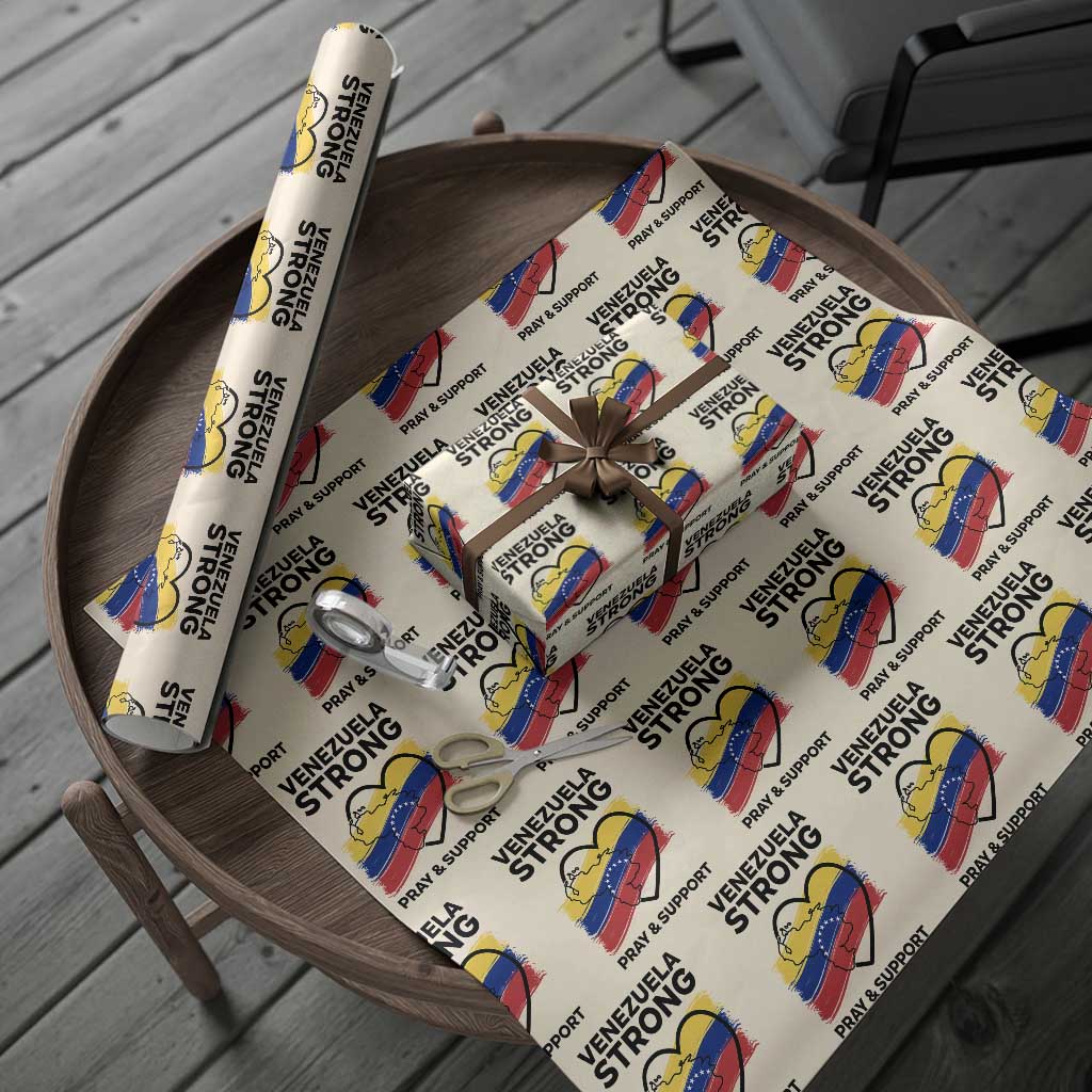Venezuela Strong Pray and Support Wrapping Paper Roll Solidarity Patriotic Venezuelan Flag Map Heart