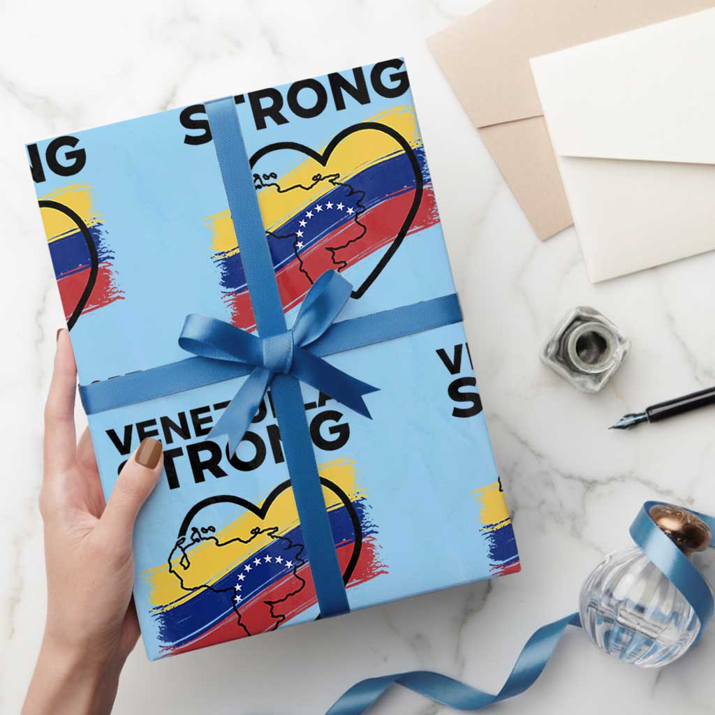 Venezuela Strong Pray and Support Wrapping Paper Roll Solidarity Patriotic Venezuelan Flag Map Heart