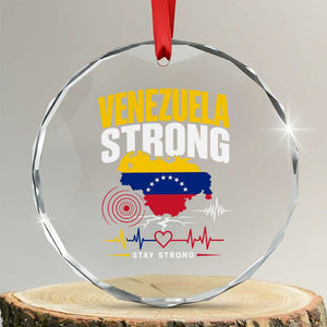Venezuela Strong Support and Solidarity Crystal Glass Ornament Patriotic Venezuelan Flag Country Map TS02 Transparent Glass 3'' Circle Print Your Wear