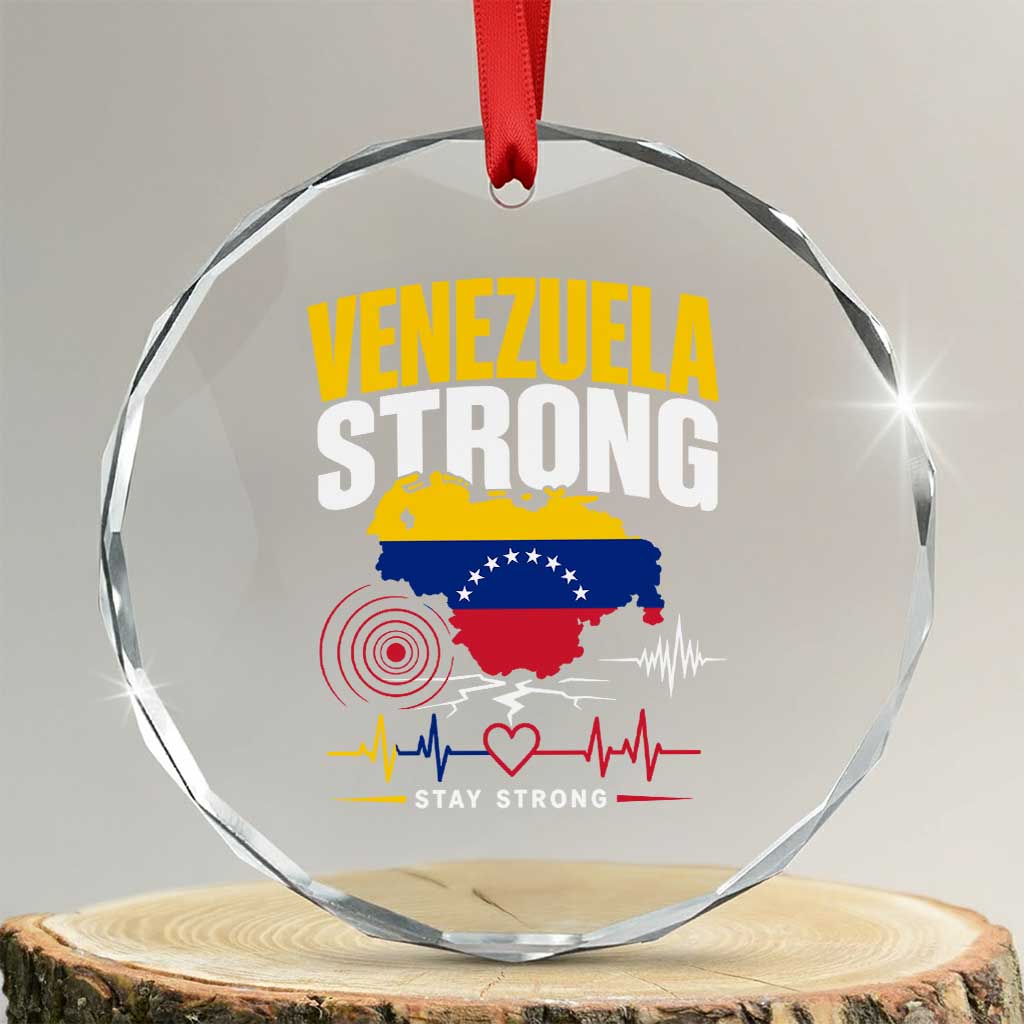 Venezuela Strong Support and Solidarity Crystal Glass Ornament Patriotic Venezuelan Flag Country Map TS02 Transparent Glass 3'' Circle Print Your Wear