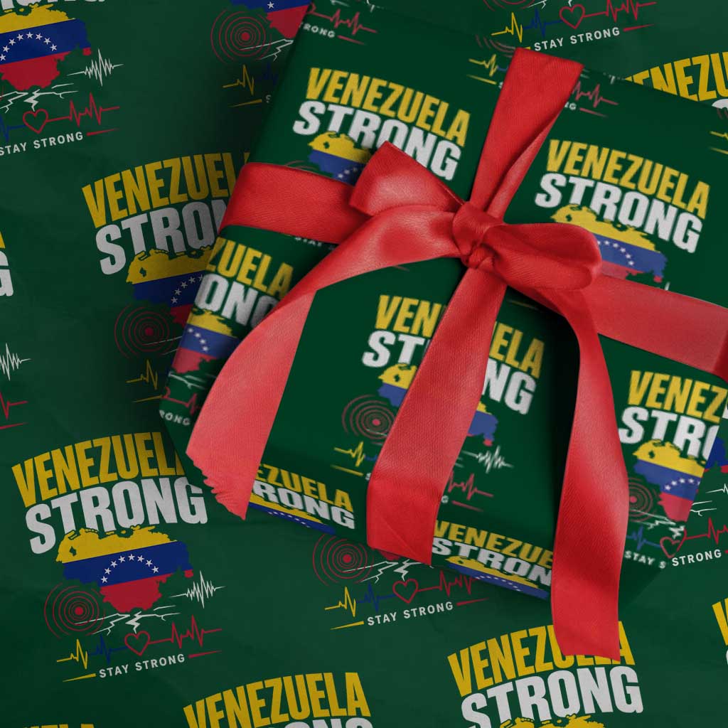 Venezuela Strong Support and Solidarity Wrapping Paper Roll Patriotic Venezuelan Flag Country Map