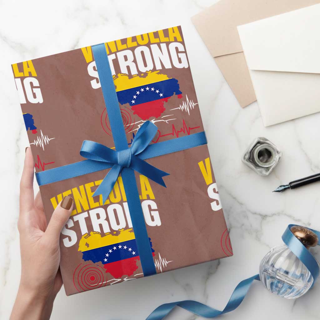 Venezuela Strong Support and Solidarity Wrapping Paper Roll Patriotic Venezuelan Flag Country Map