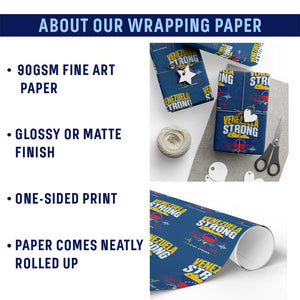 Venezuela Strong Support and Solidarity Wrapping Paper Roll Patriotic Venezuelan Flag Country Map